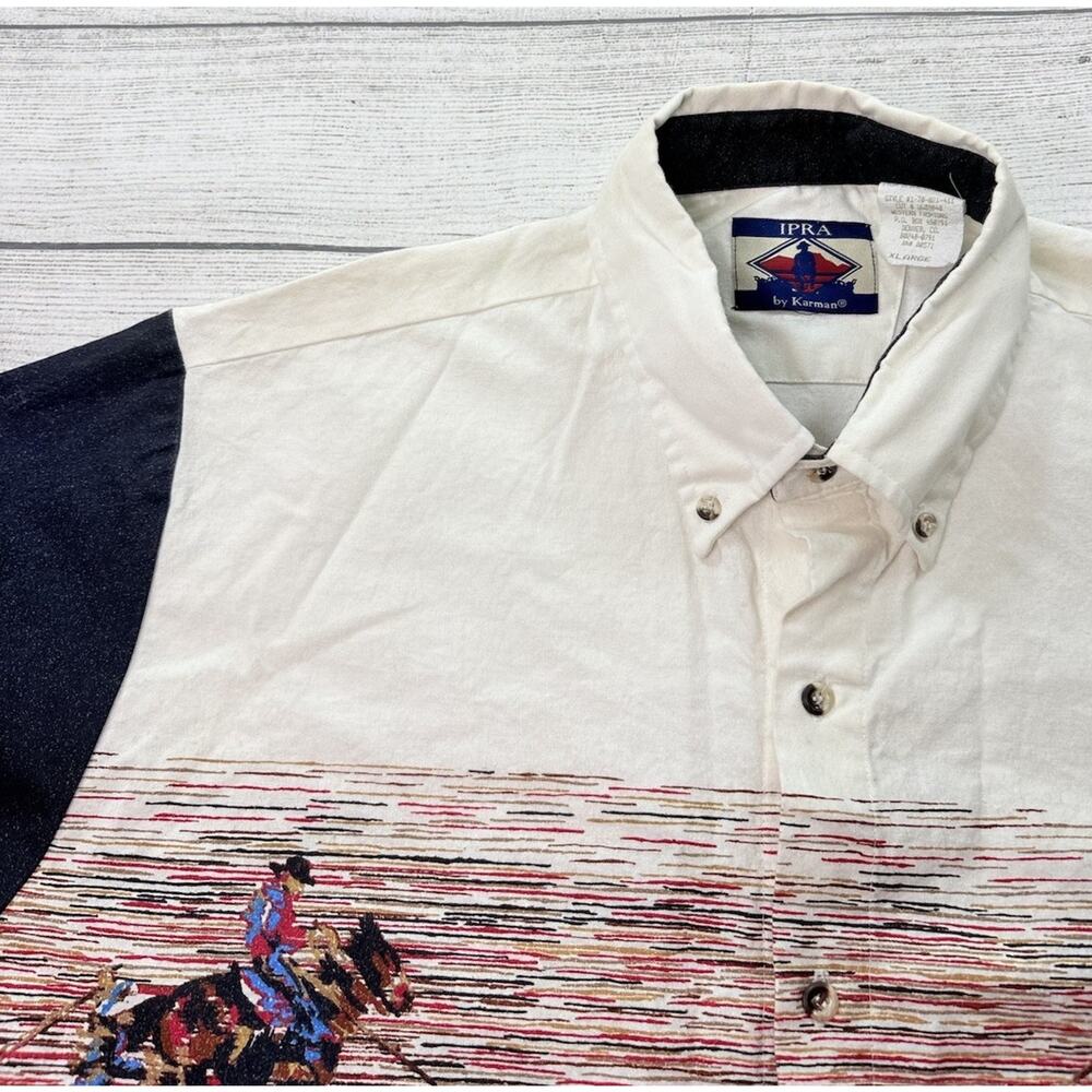 IPRA Vintage Western Shirt Button Down Calf Roping Wrap Around Print Size XL - Picture 6 of 7